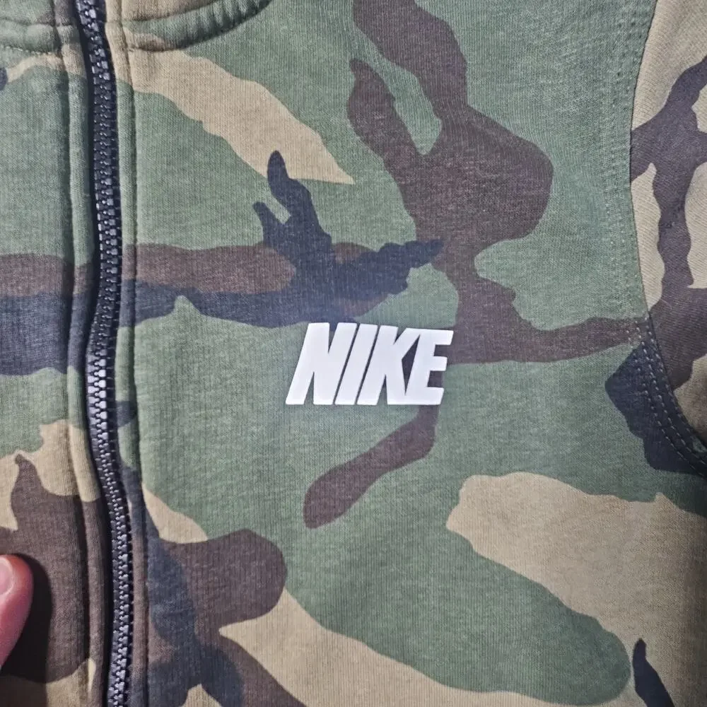 Nike Mens Camo Full Zip Hoodie Woodland Camouflage Sweatshirt Jacket Small
